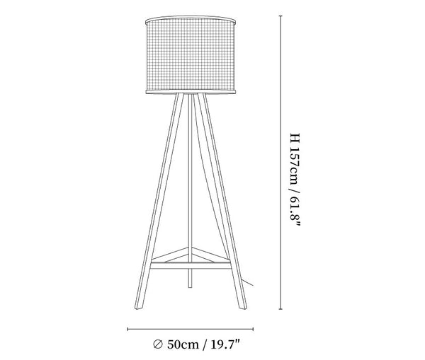 Tripod Wooden Rattan Floor Lamp