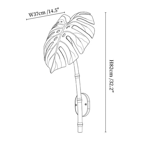 Tropical Monstera Leaf Wall Light