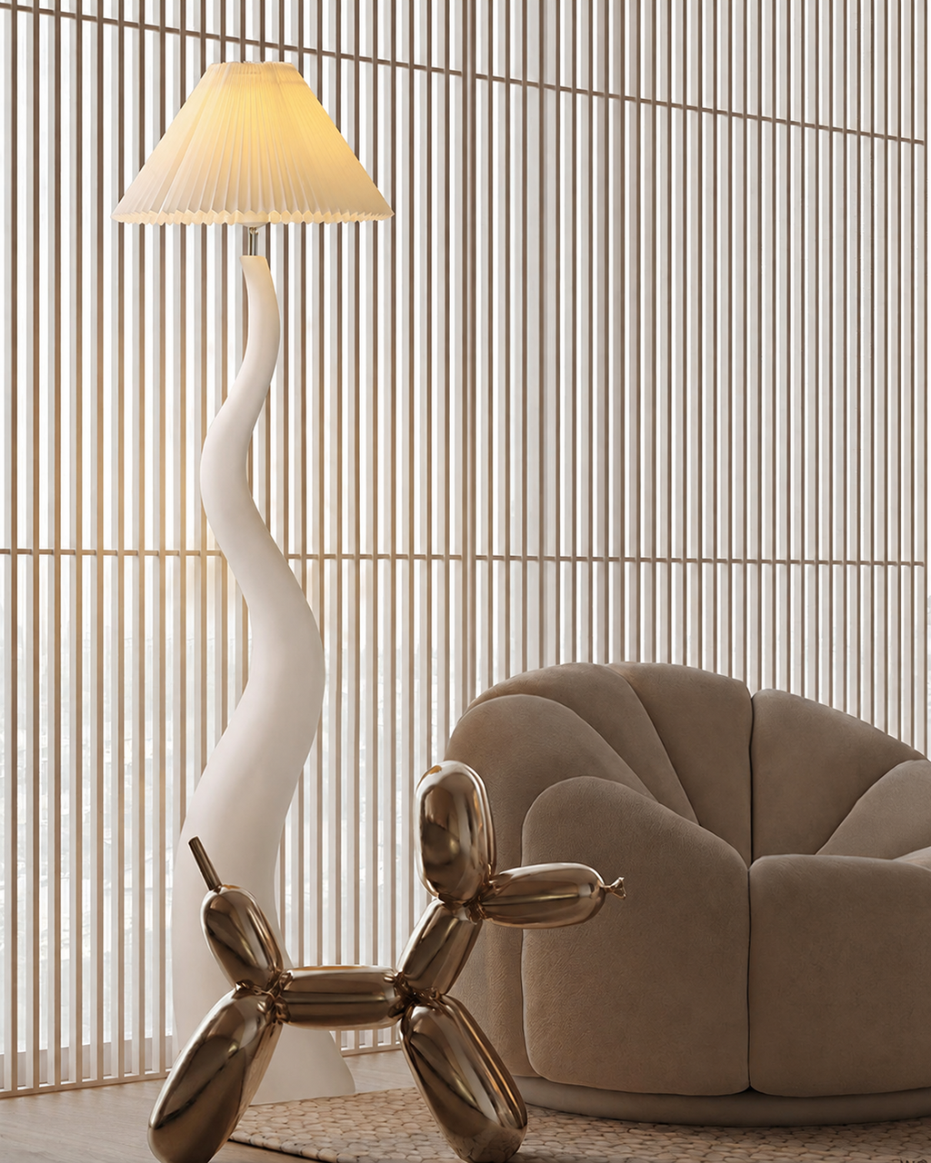 Twisted Pleated Floor Lamp