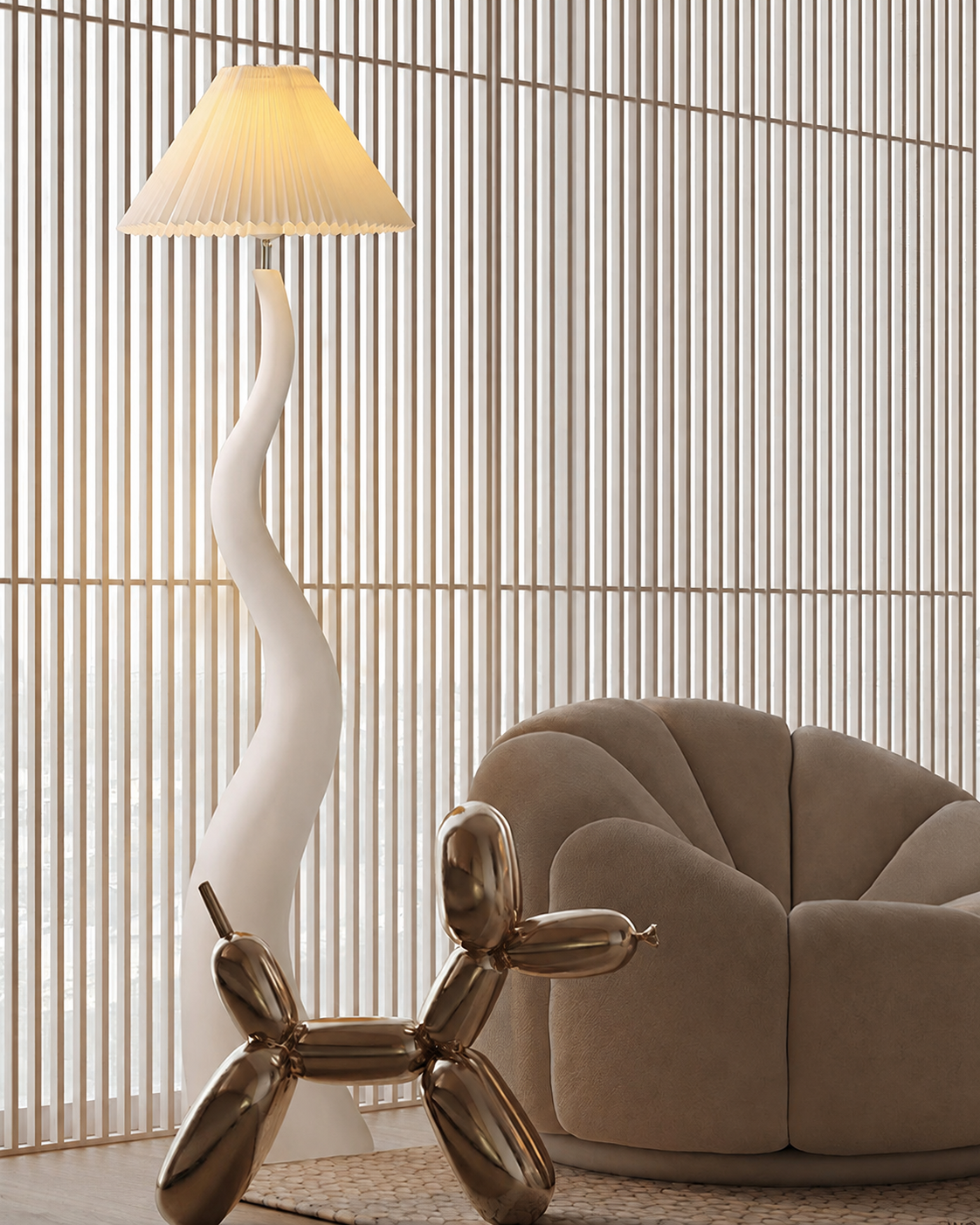 Twisted Pleated Floor Lamp
