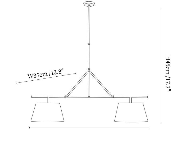 Two Light Linear Island Pendant Lamp