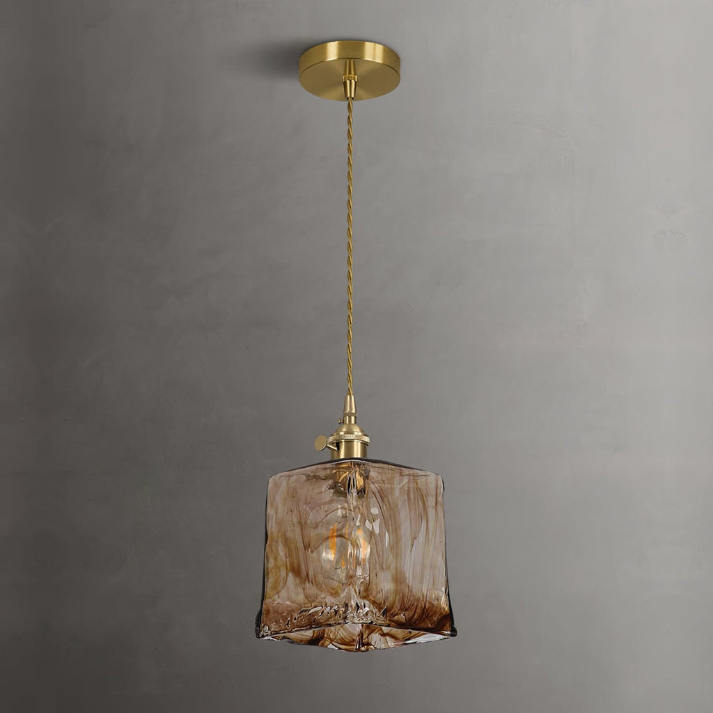 Vintage Brown Glass Pendant Light