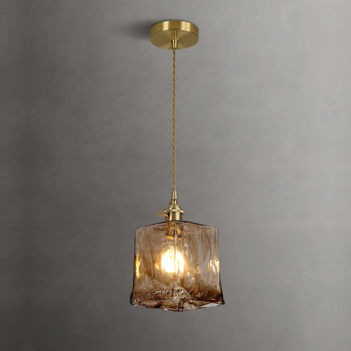Vintage Brown Glass Pendant Light