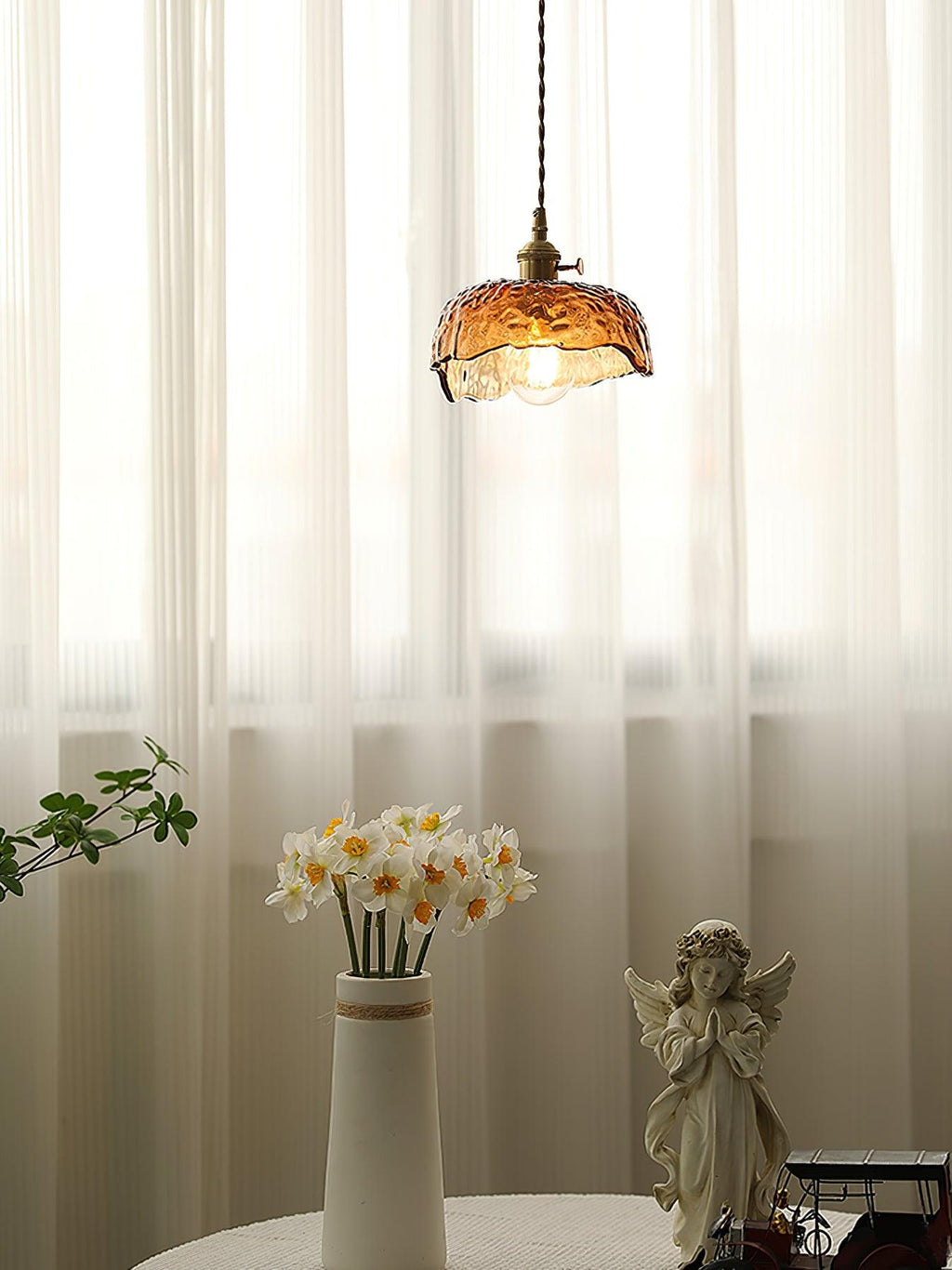 Vintage Brown Glass Pendant Light