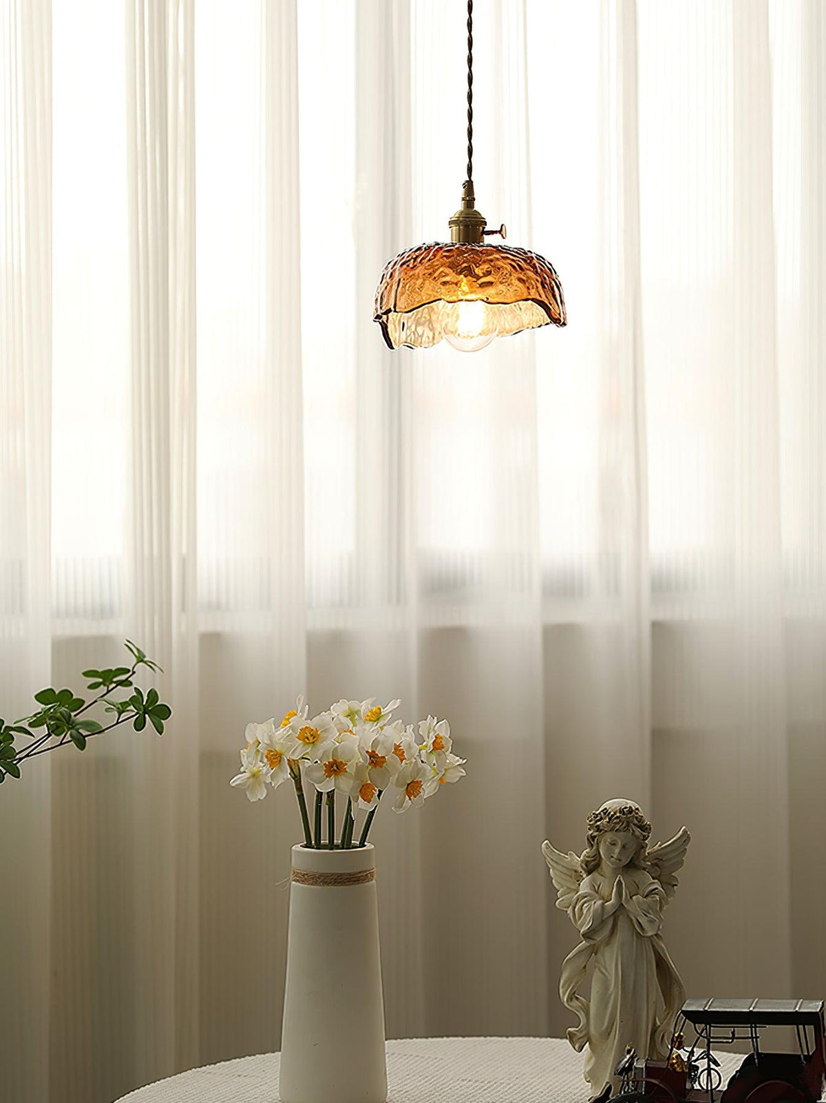 Vintage Brown Glass Pendant Light