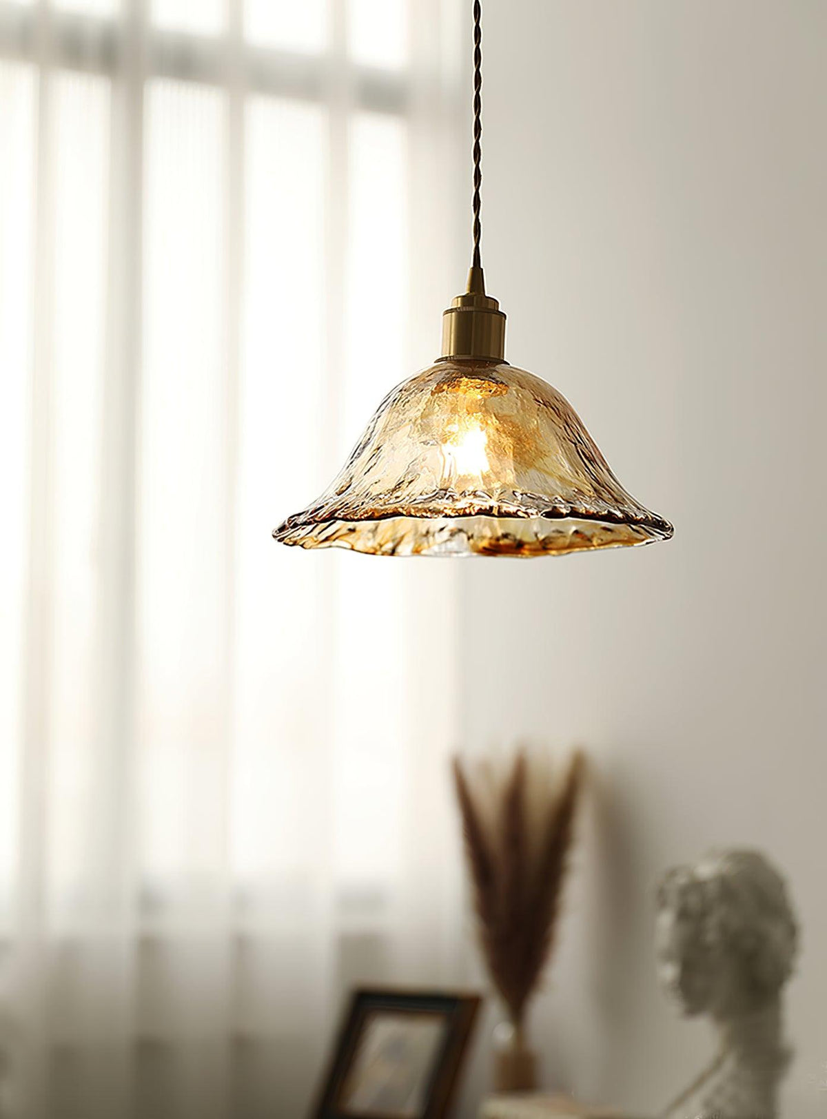 Vintage Brown Glass Pendant Light