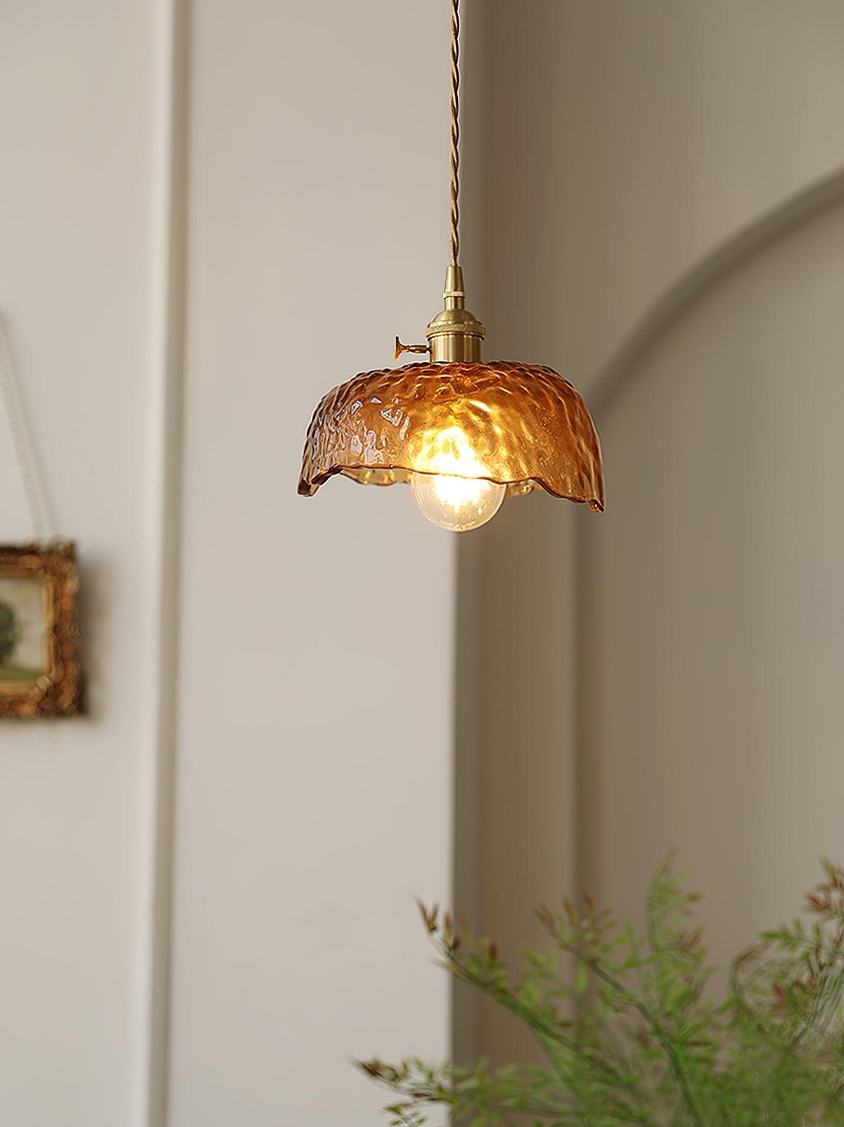 Vintage Brown Glass Pendant Light