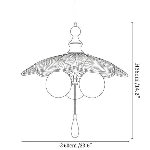 Vintage Pleated Petal Pendant Light
