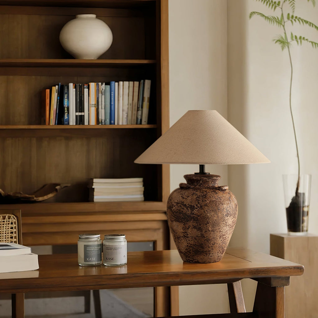 Vintage Terracotta Vase Table Lamp