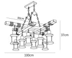 Vintage Wood Glass Chandeliers