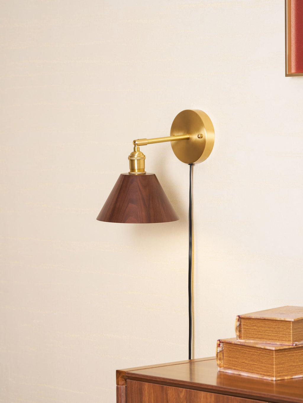 Vintage Wood Plug - in Wall Lamp