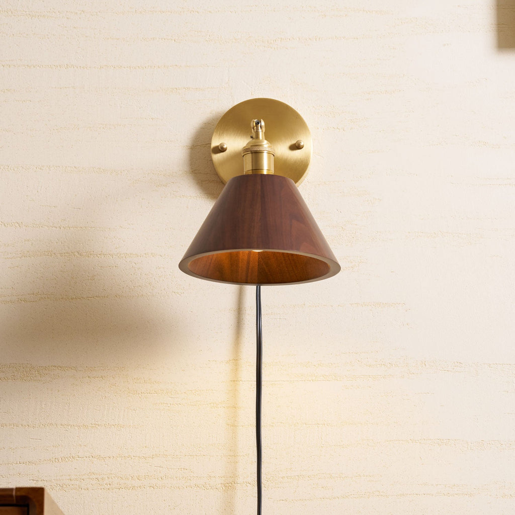 Vintage Wood Plug - in Wall Lamp