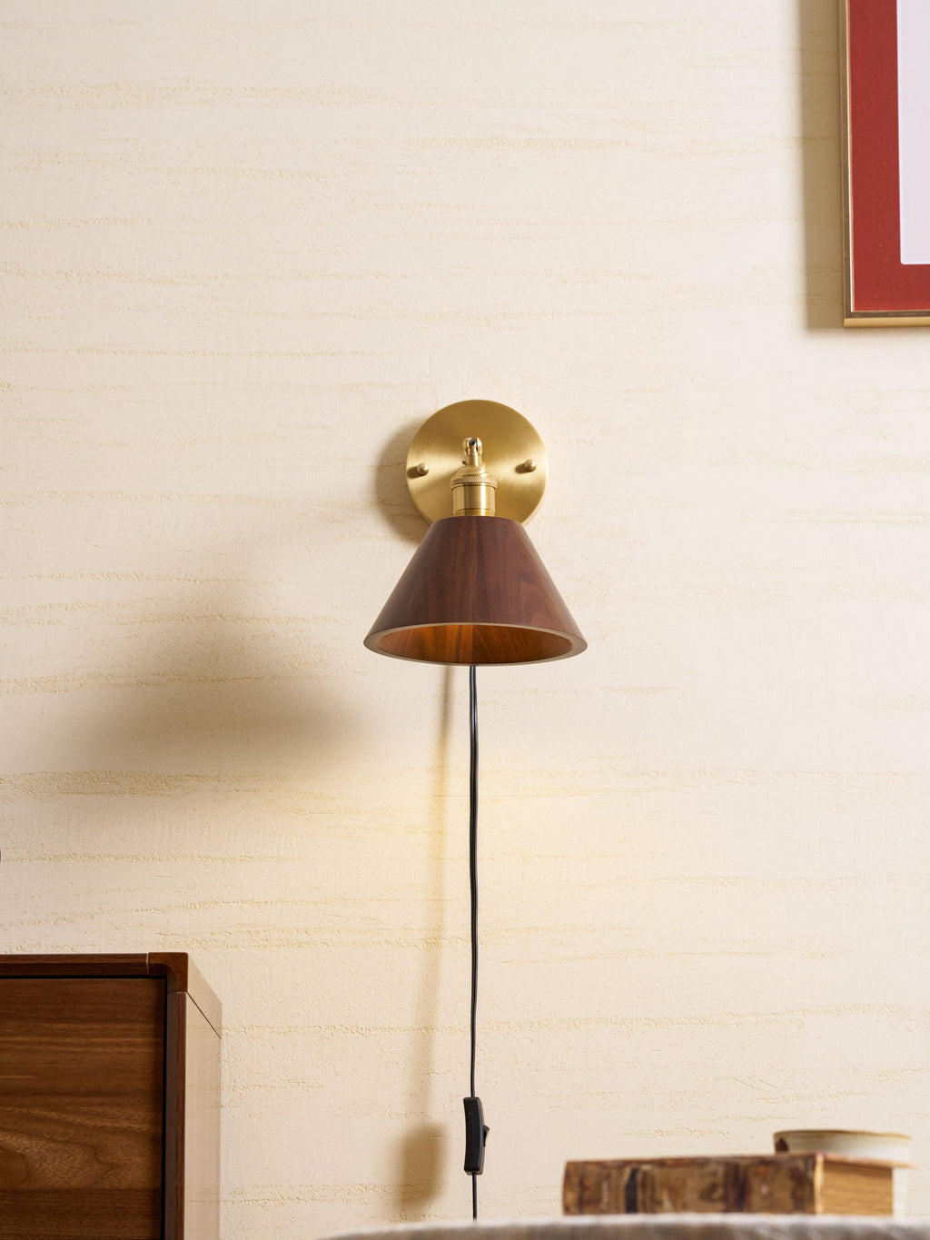 Vintage Wood Plug - in Wall Lamp