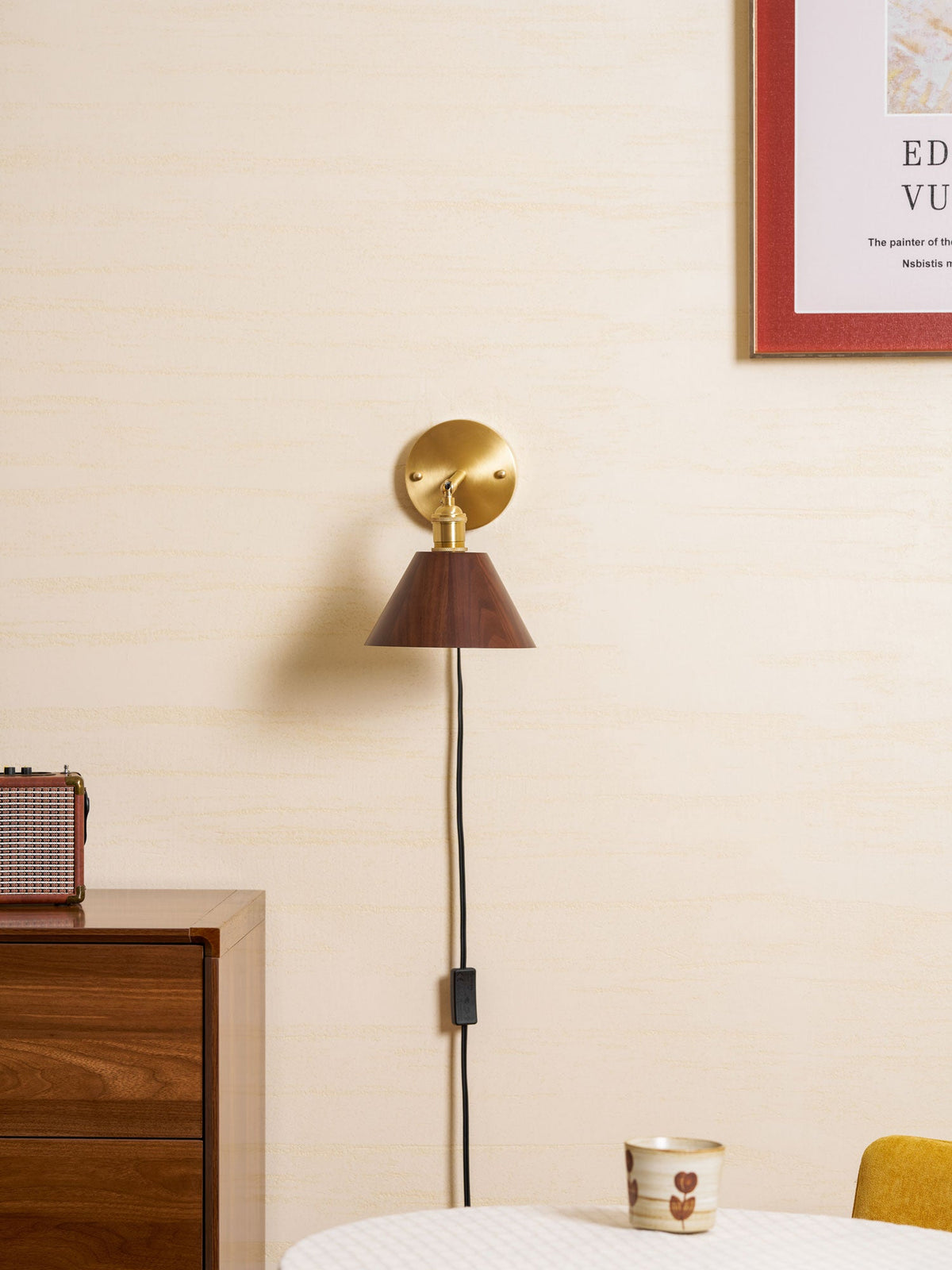Vintage Wood Plug - in Wall Lamp