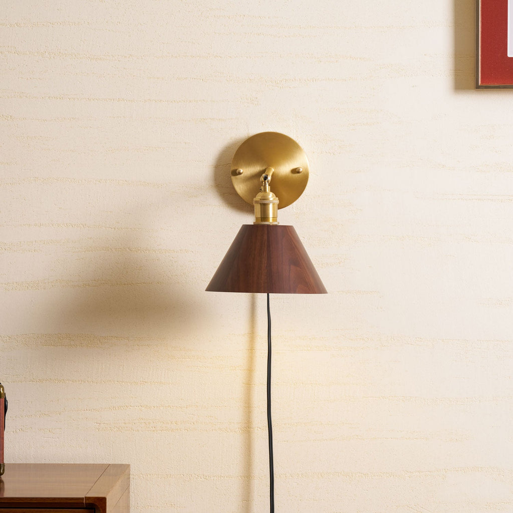 Vintage Wood Plug - in Wall Lamp