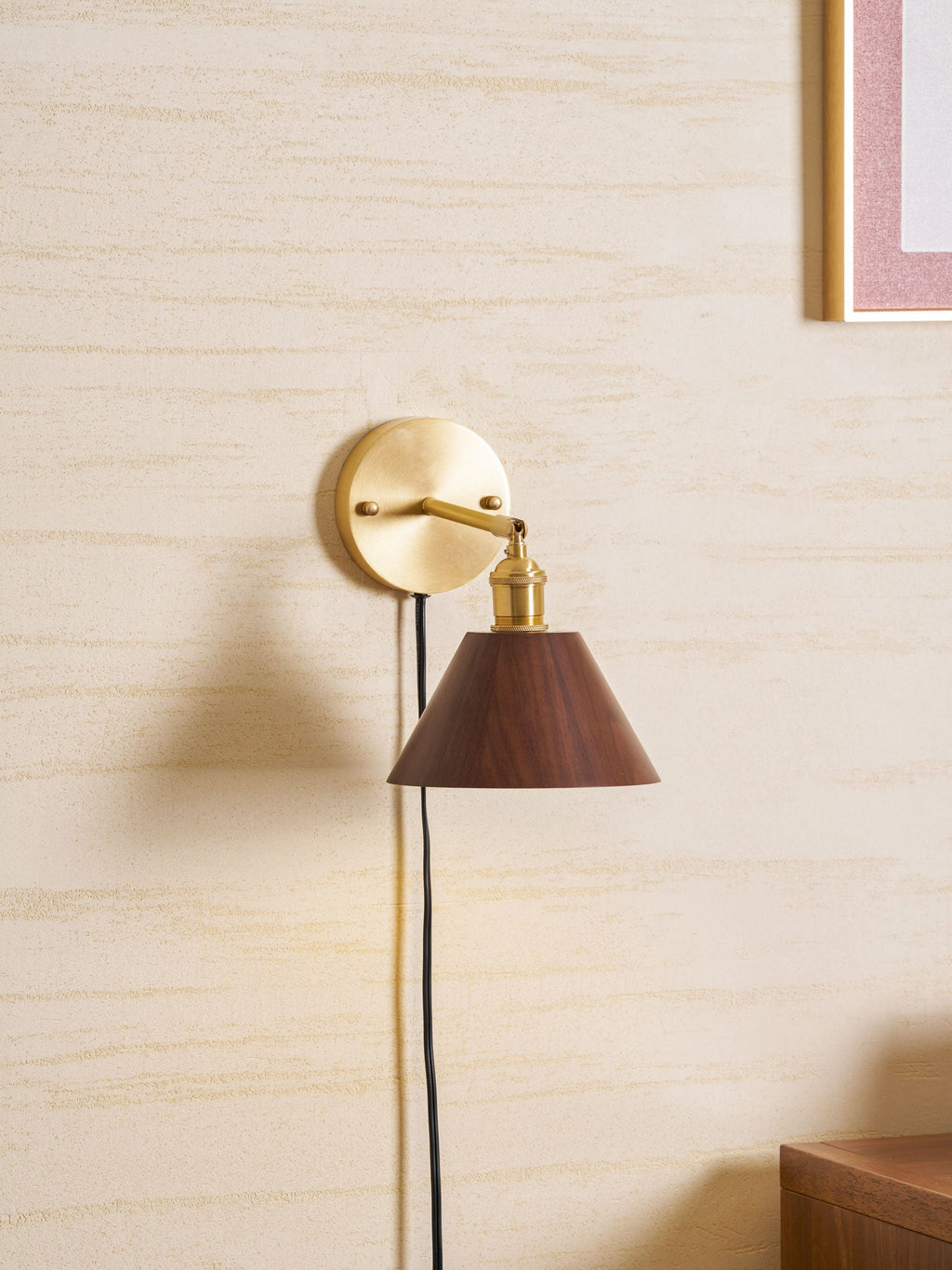 Vintage Wood Plug - in Wall Lamp