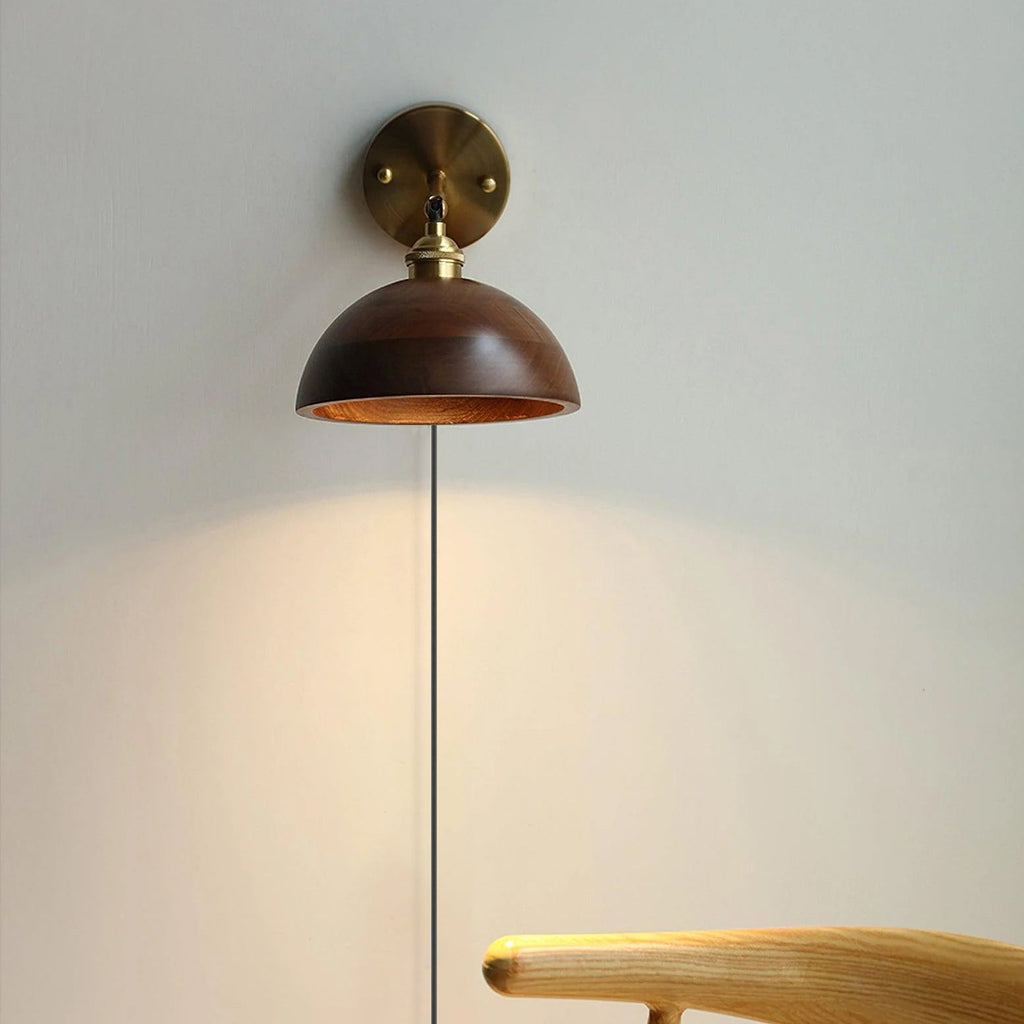 Vintage Wood Plug - in Wall Lamp