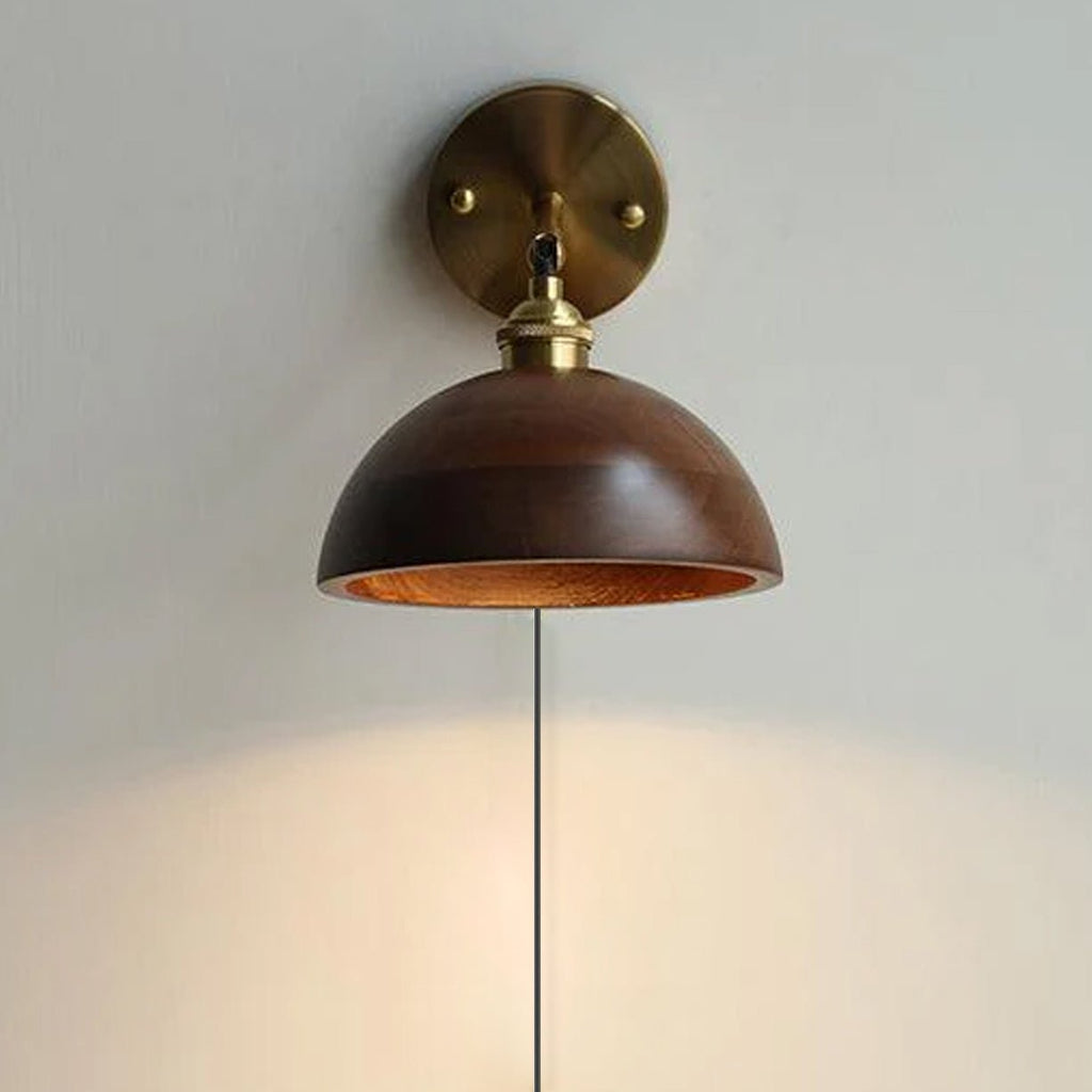 Vintage Wood Plug - in Wall Lamp