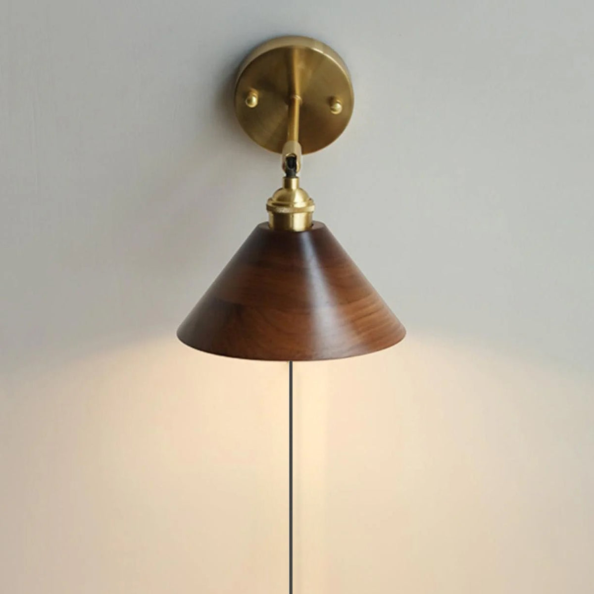 Vintage Wood Plug - in Wall Lamp