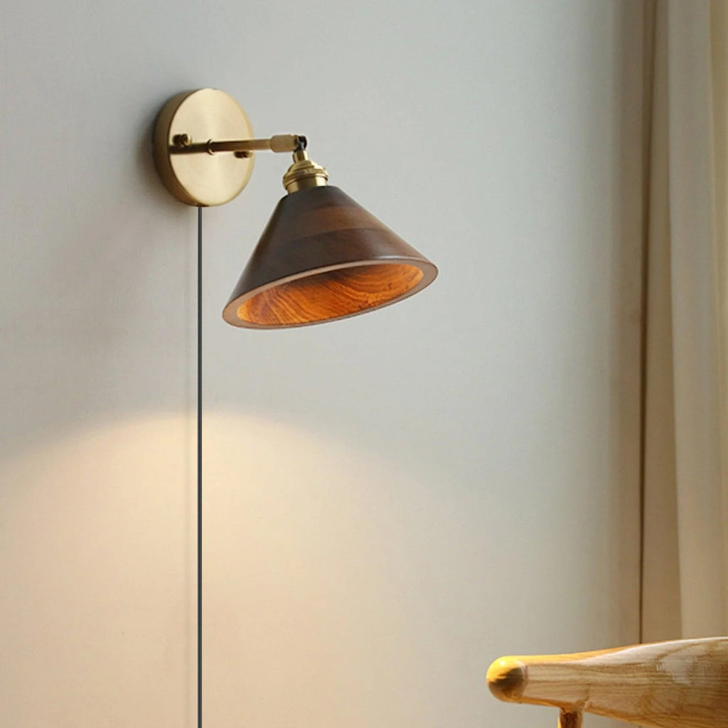 Vintage Wood Plug - in Wall Lamp