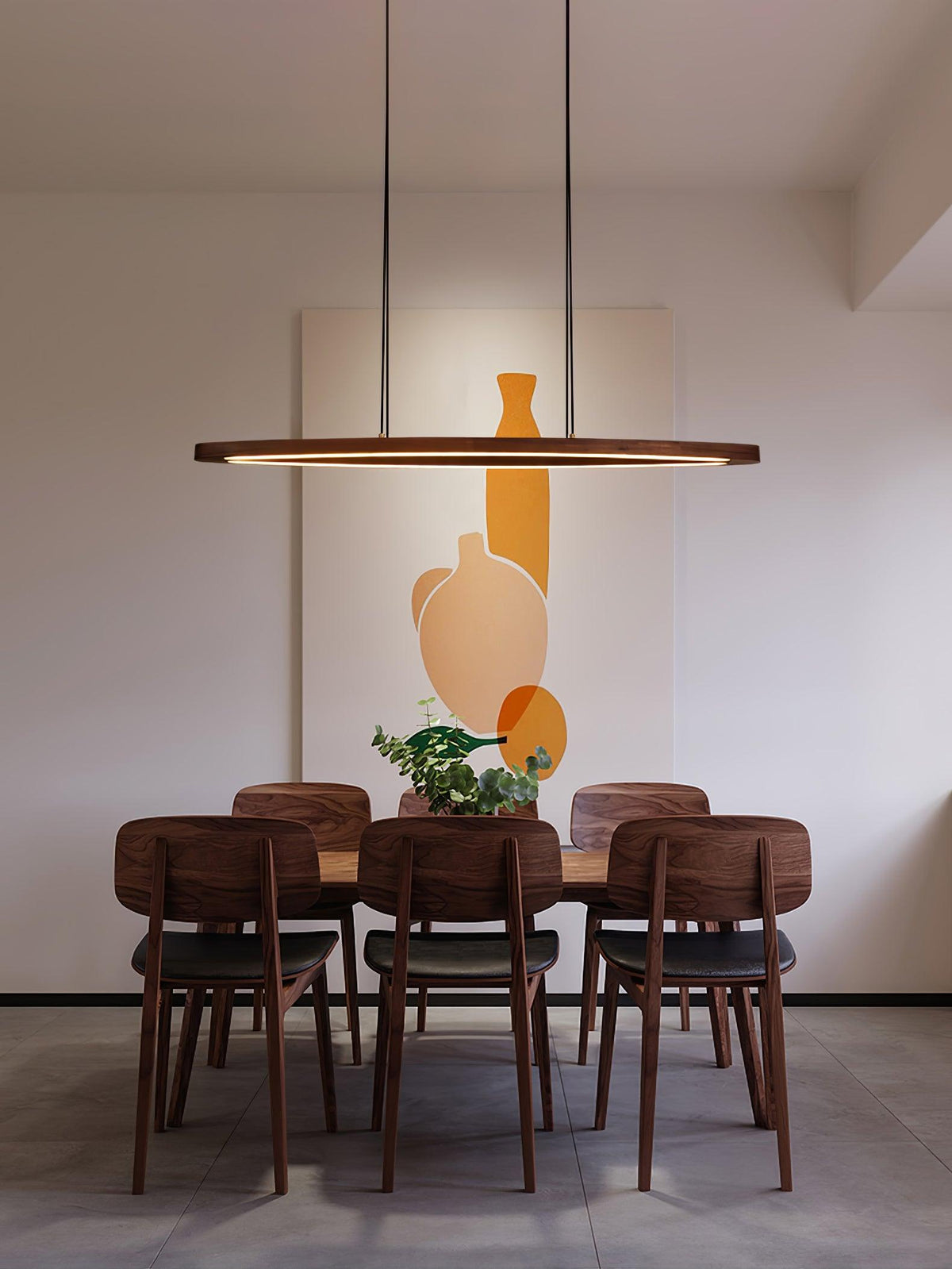 Walnut Arc Linear Pendant Lamp