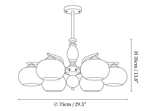 Walnut Beige Orb Chandelier
