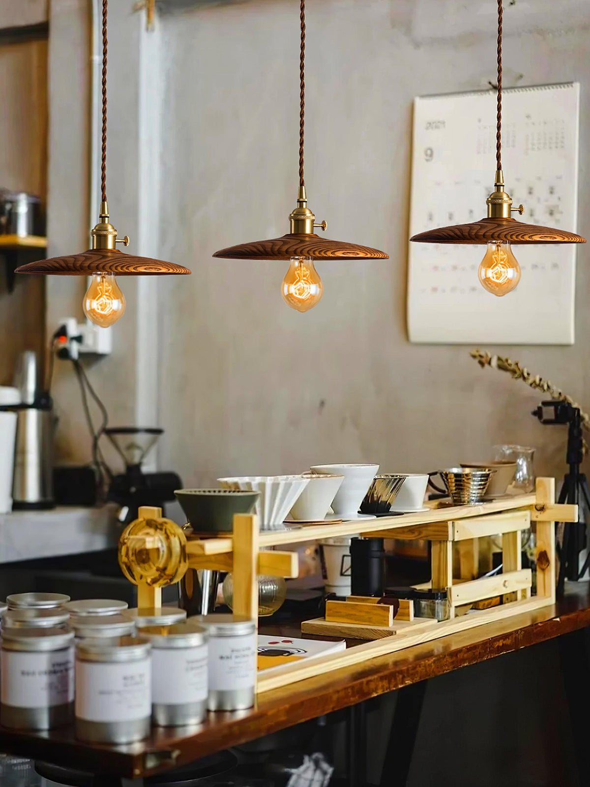 Walnut Conical Pendant Light