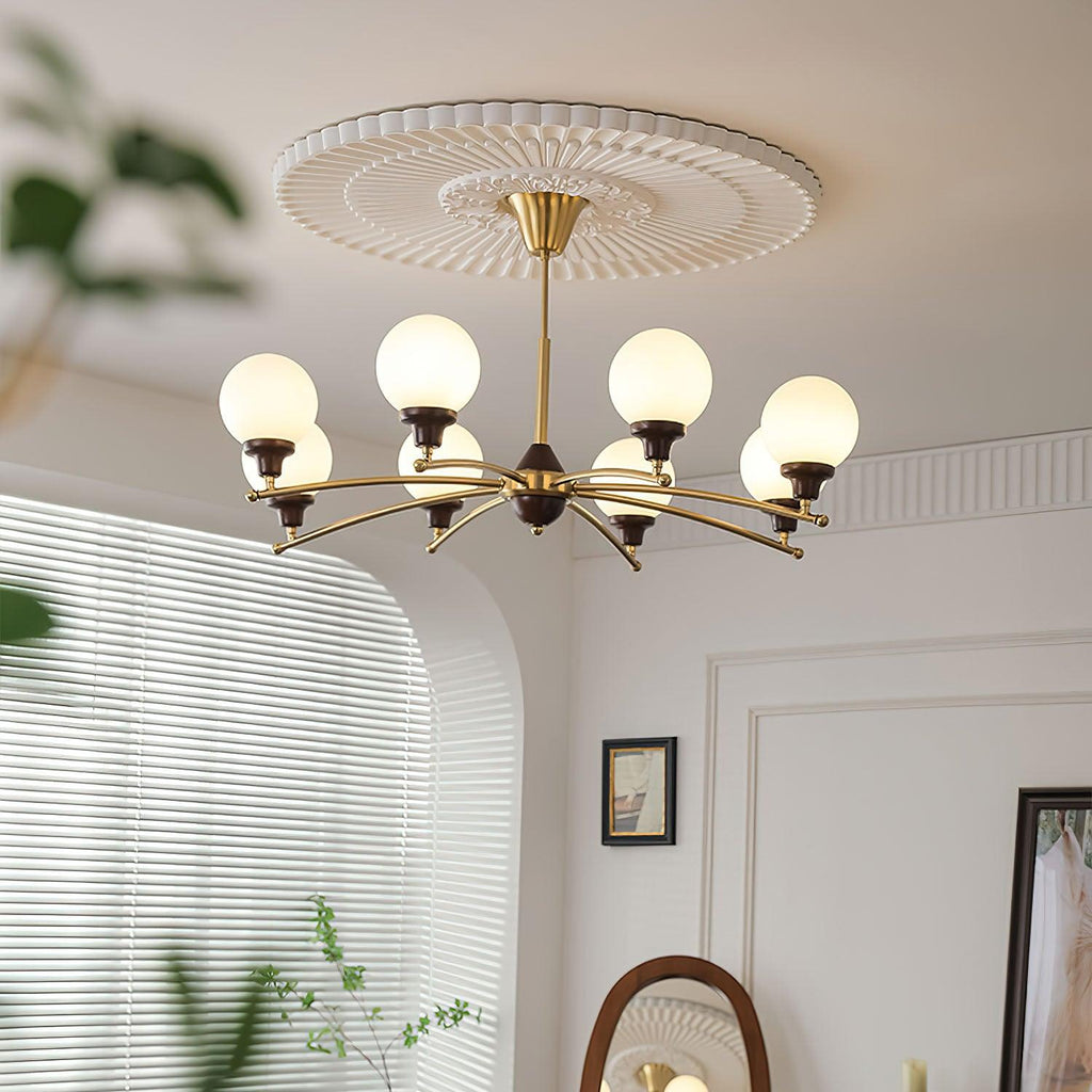 Walnut Glass Ball Chandelier