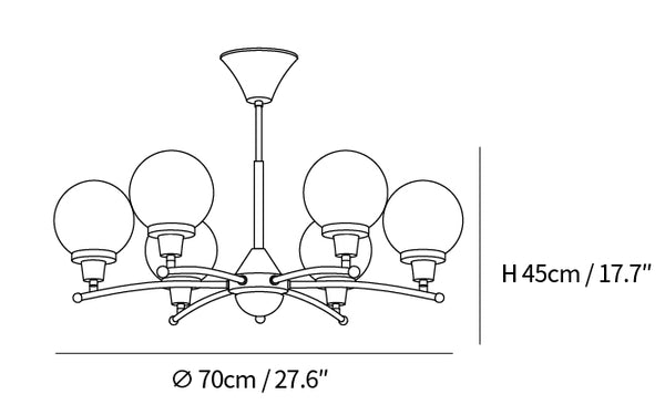 Walnut Glass Ball Chandelier