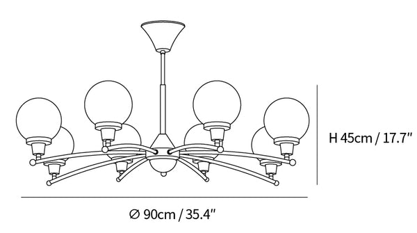 Walnut Glass Ball Chandelier