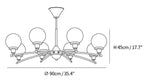 Walnut Glass Ball Chandelier