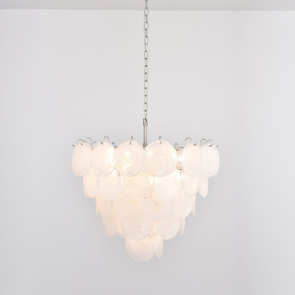 White Murano Disc Chandelier