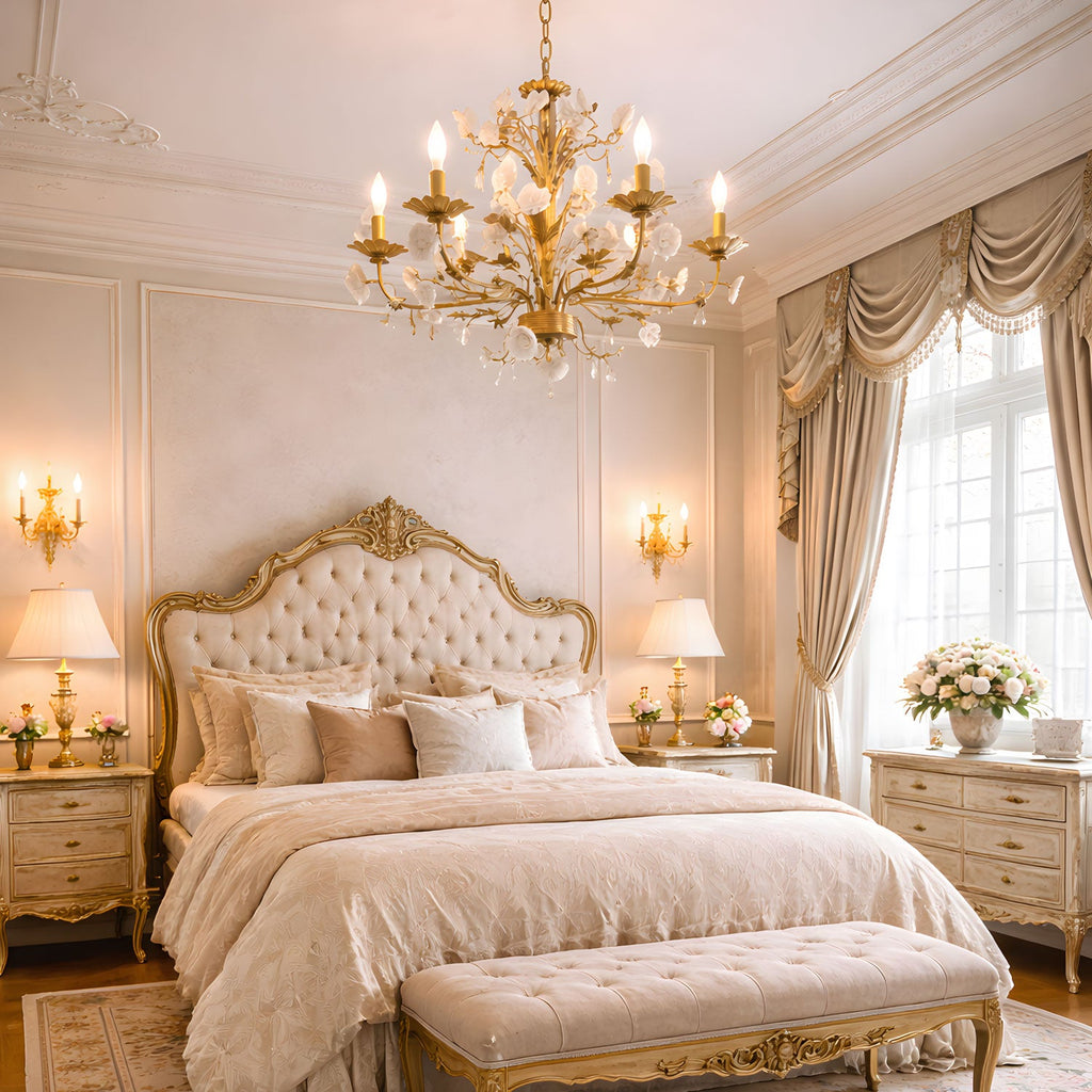White Rose Crystal Chandelier