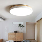 White Round Wooden Ceiling Lamp