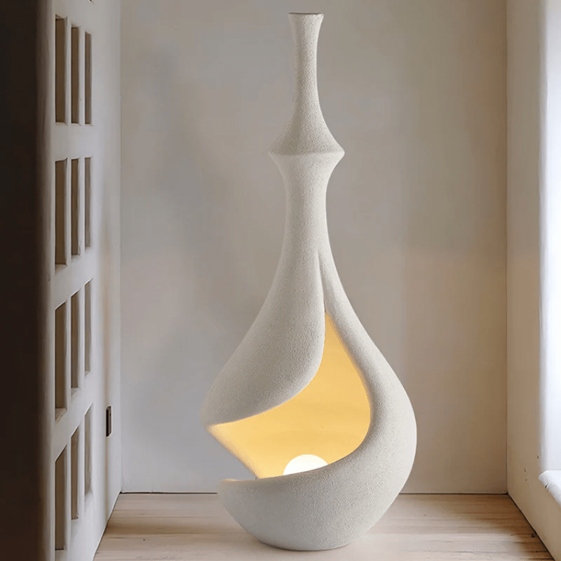 White Sere Vase Floor Lamp