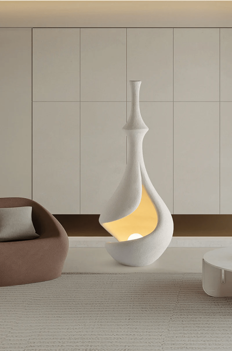 White Sere Vase Floor Lamp