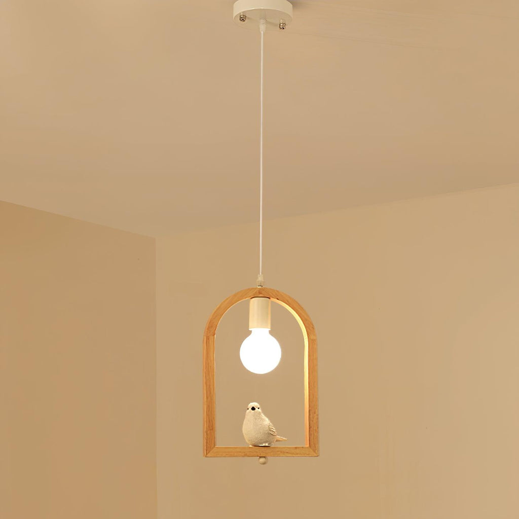 Wood Bird Resin Pendant Light