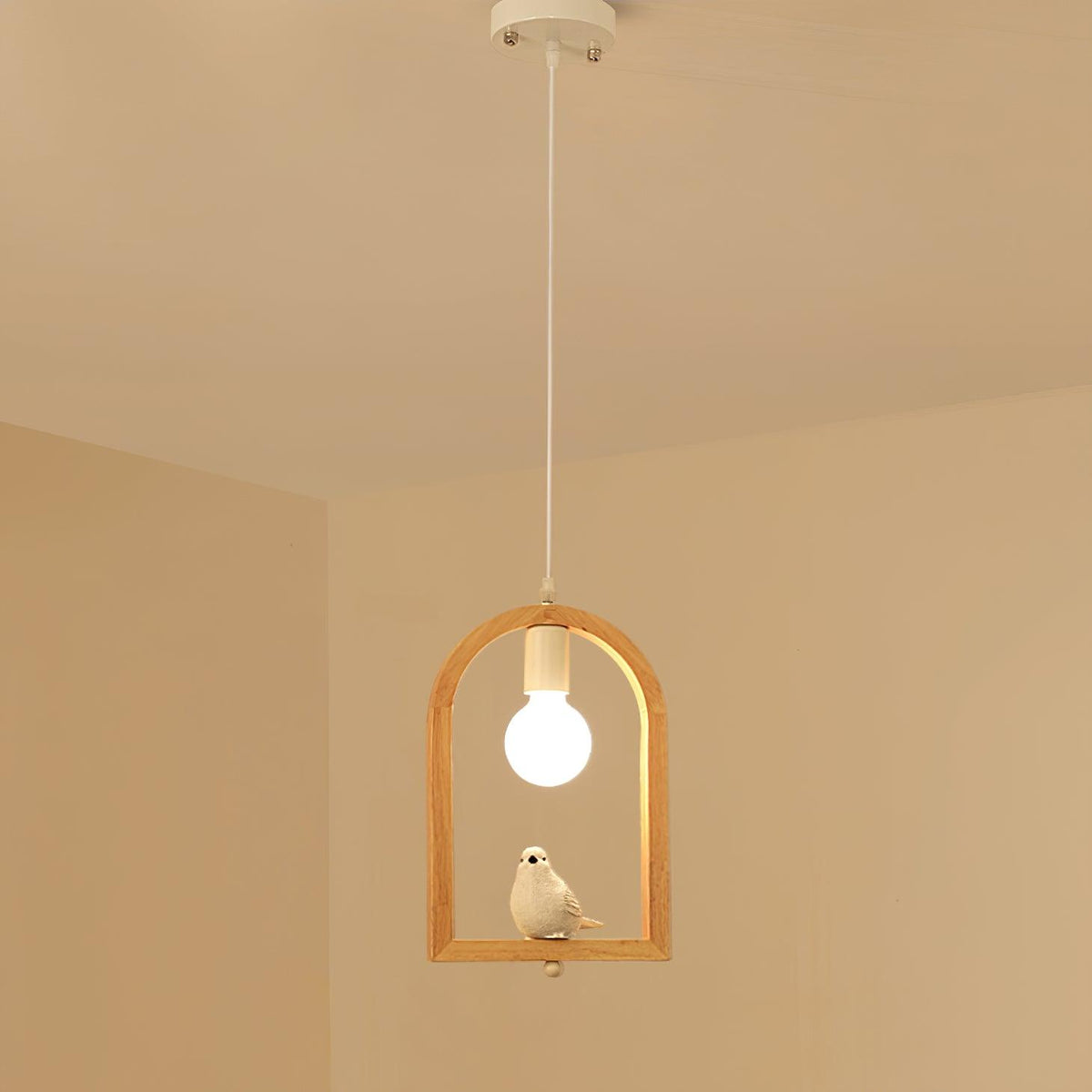 Wood Bird Resin Pendant Light