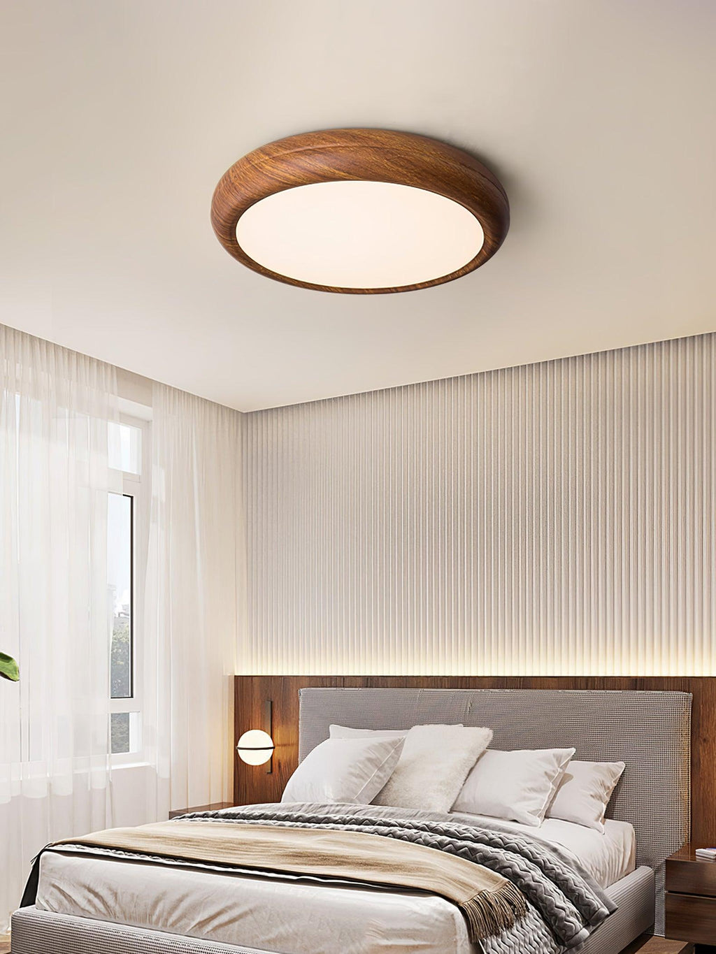 Wood Grain Round Ceiling Lamp