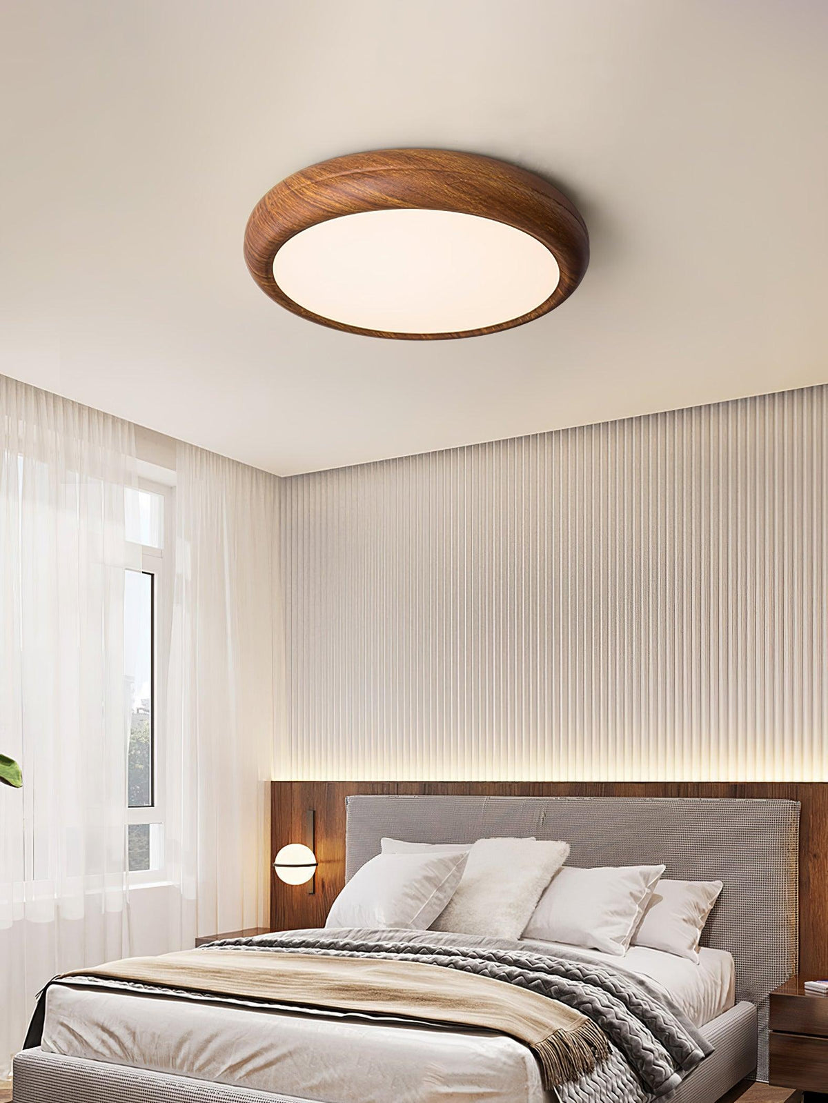 Wood Grain Round Ceiling Lamp