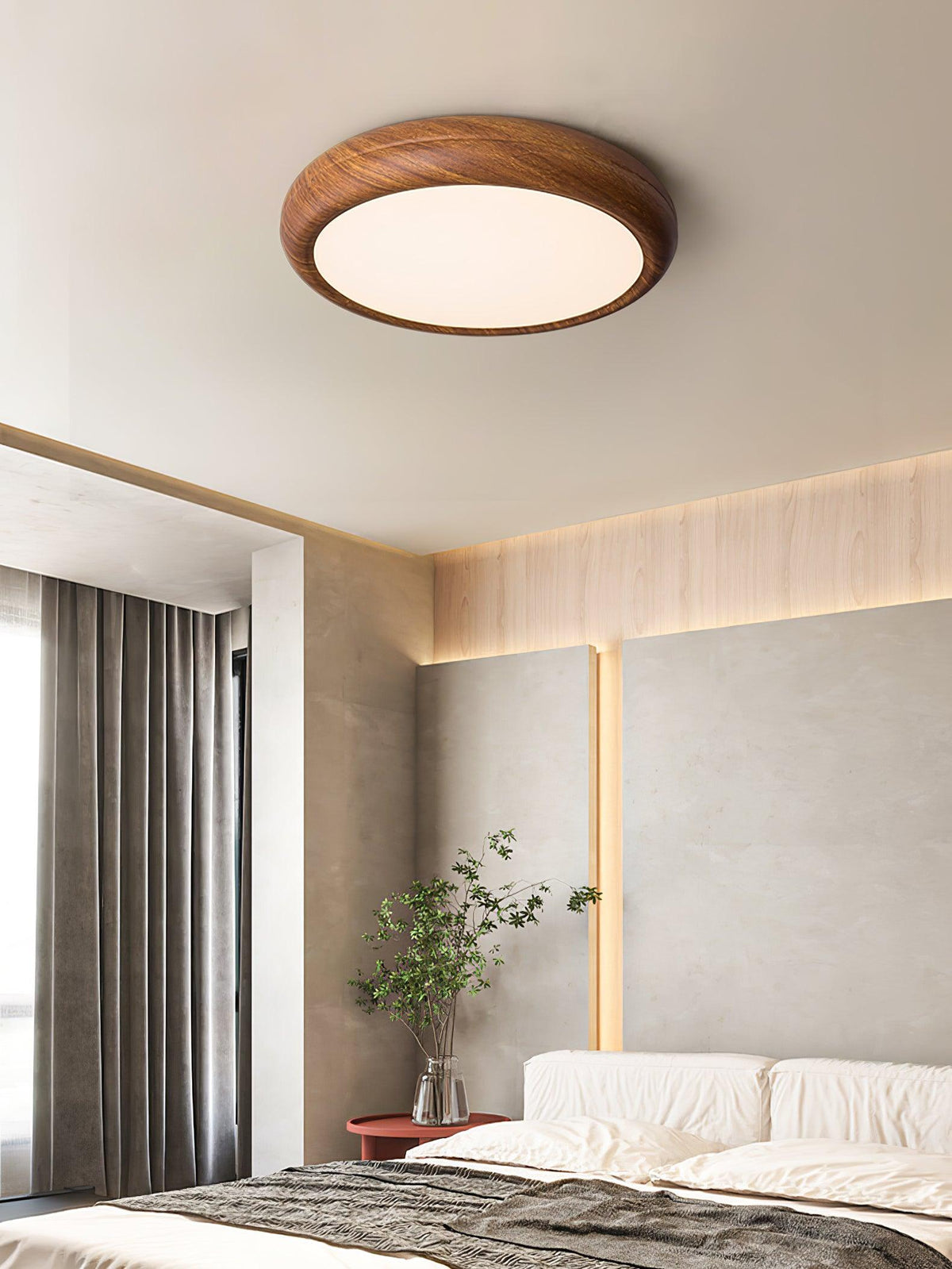 Wood Grain Round Ceiling Lamp