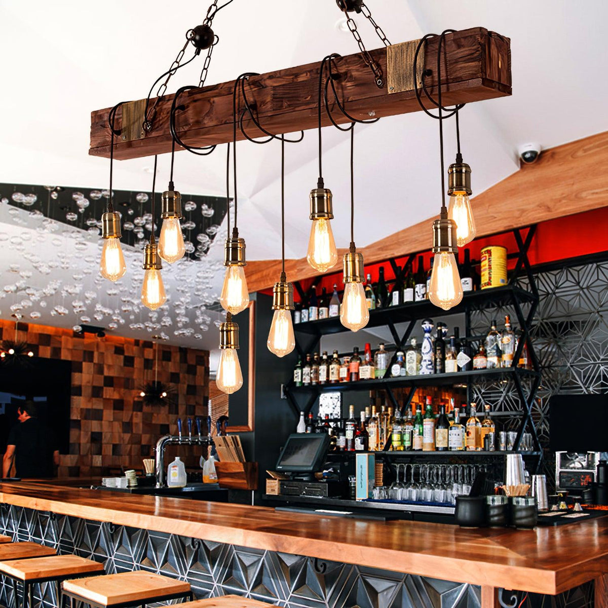 Wood Hanging Multi Chandelier