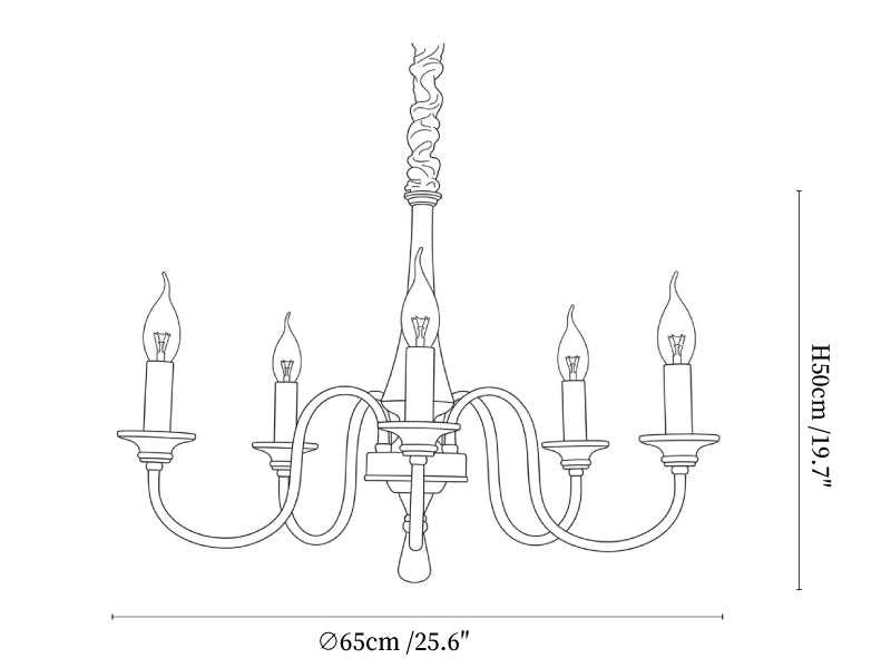 Wood Iron Candle Chandelier