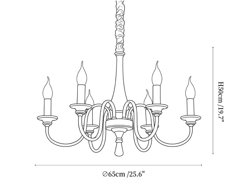 Wood Iron Candle Chandelier