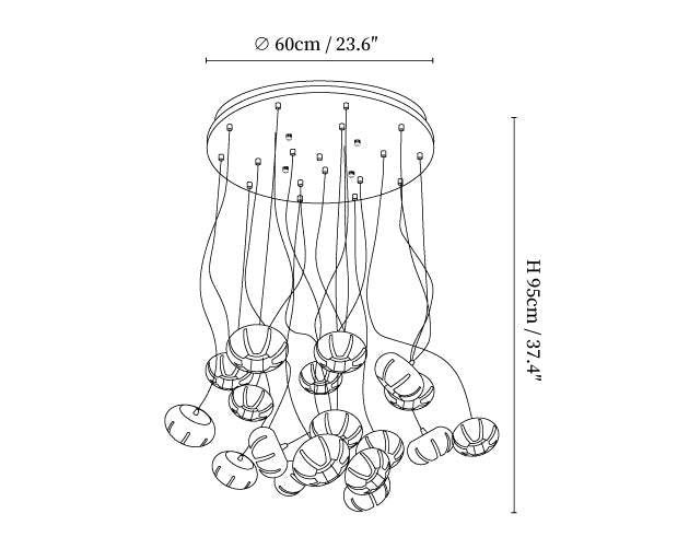 Wood Pumpkin Cluster Chandelier