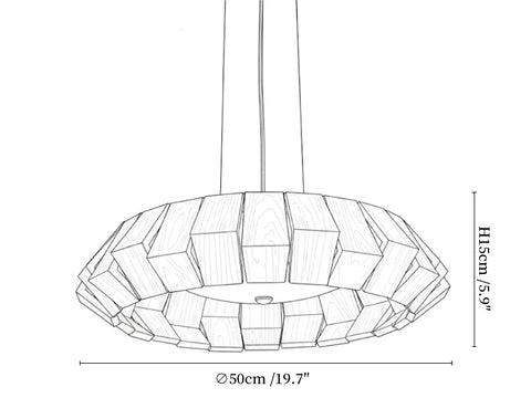Wooden Patchwork Ring Chandelier