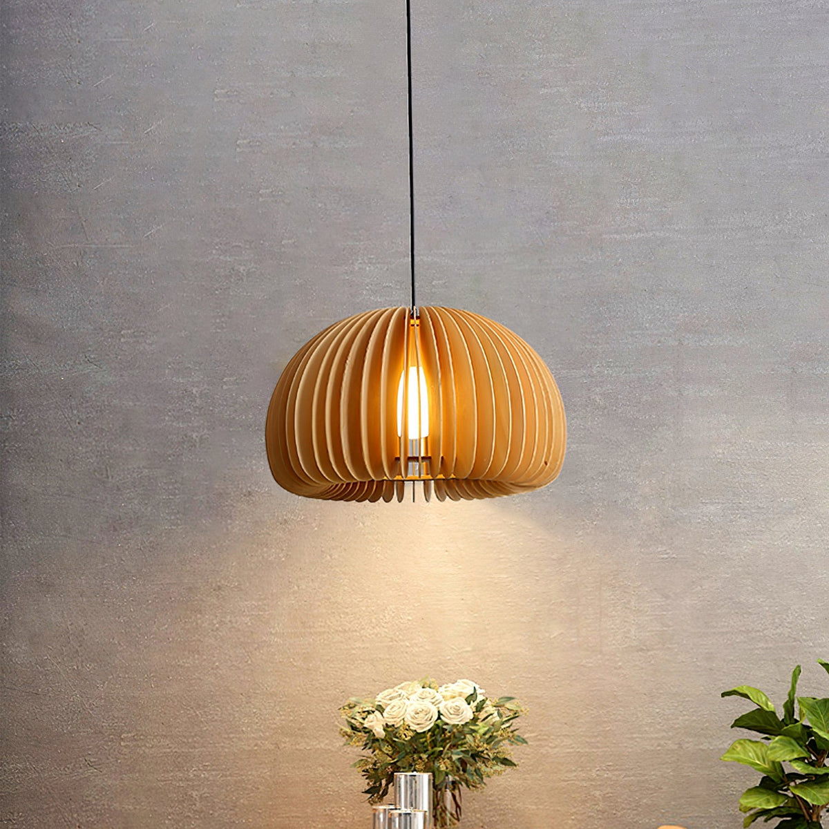Wooden Pumpkin Pendant Lamp
