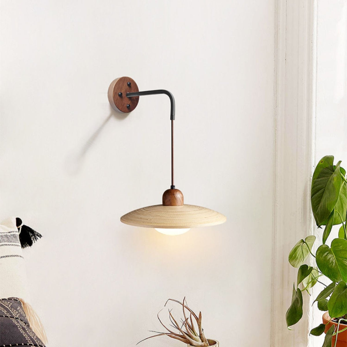 Wooden Saucer Wall Sconce