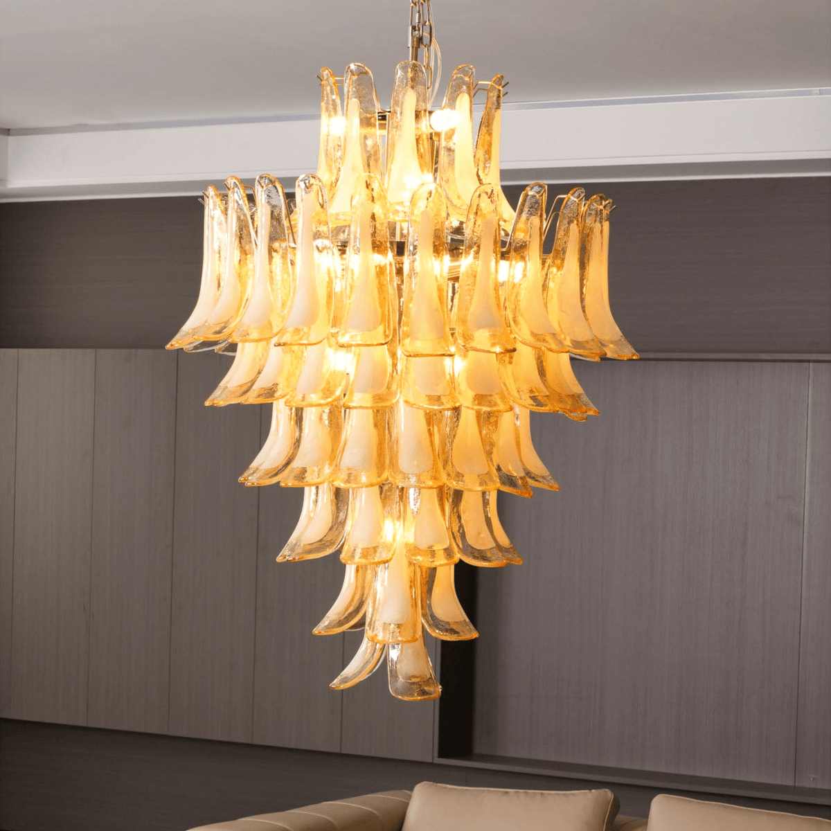 Yellow Murano Glass Petals Chandelier