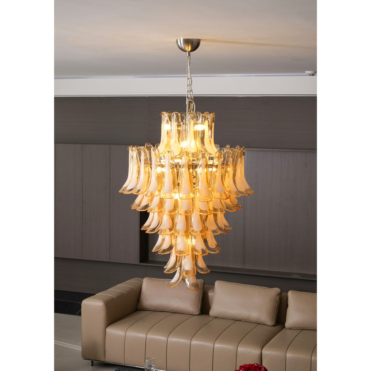 Yellow Murano Glass Petals Chandelier